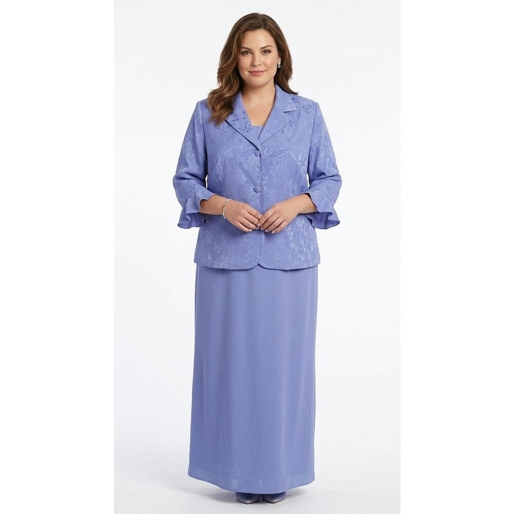 LADY DORBY Women's Vintage  Two Piece Set  Maxi Dress Jacket 2XL Rayon Formal